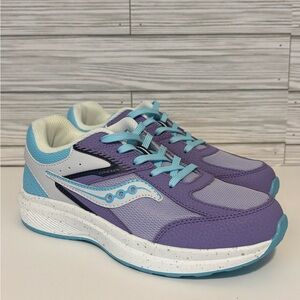 NWOB Saucony Cohesion KDZ Kids Running Shoes Purple Blue SK167881 Size 4M